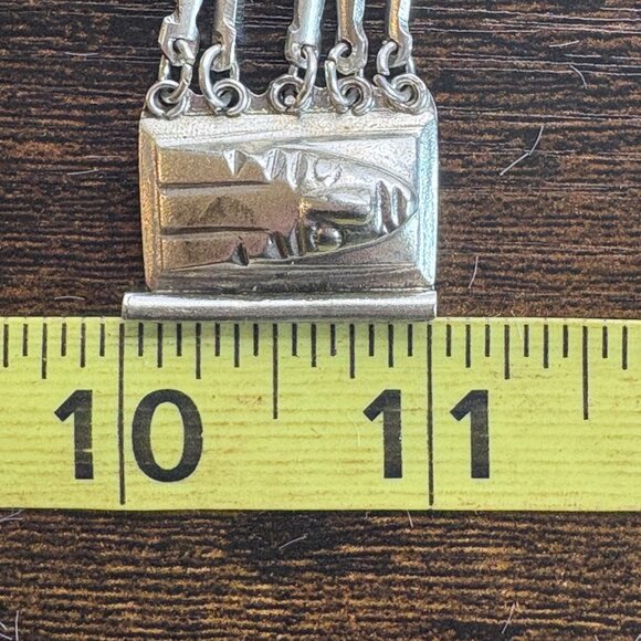 VTG Sterling Silver 925 Aztec Warrior Mask Wide Chunky Bracelet Size 7" Length - Picture 9 of 10